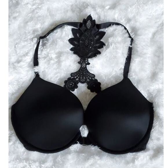 Victoria’s Secret Very Sexy 32 DD black racerback front-closure push-up bra - Picture 1 of 5